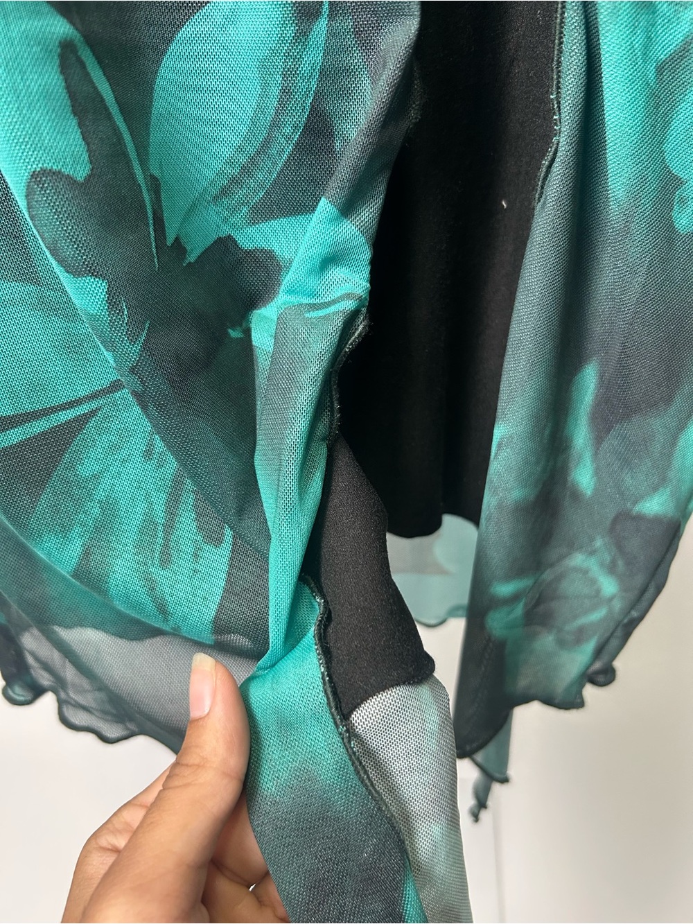 Strapless Floral Maxi Dress in Teal and Black - Picture 15 of 15